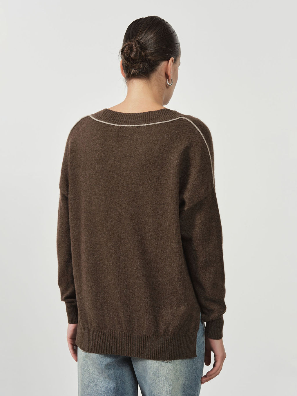 Джемпер из пуха яка 02056 коричневый