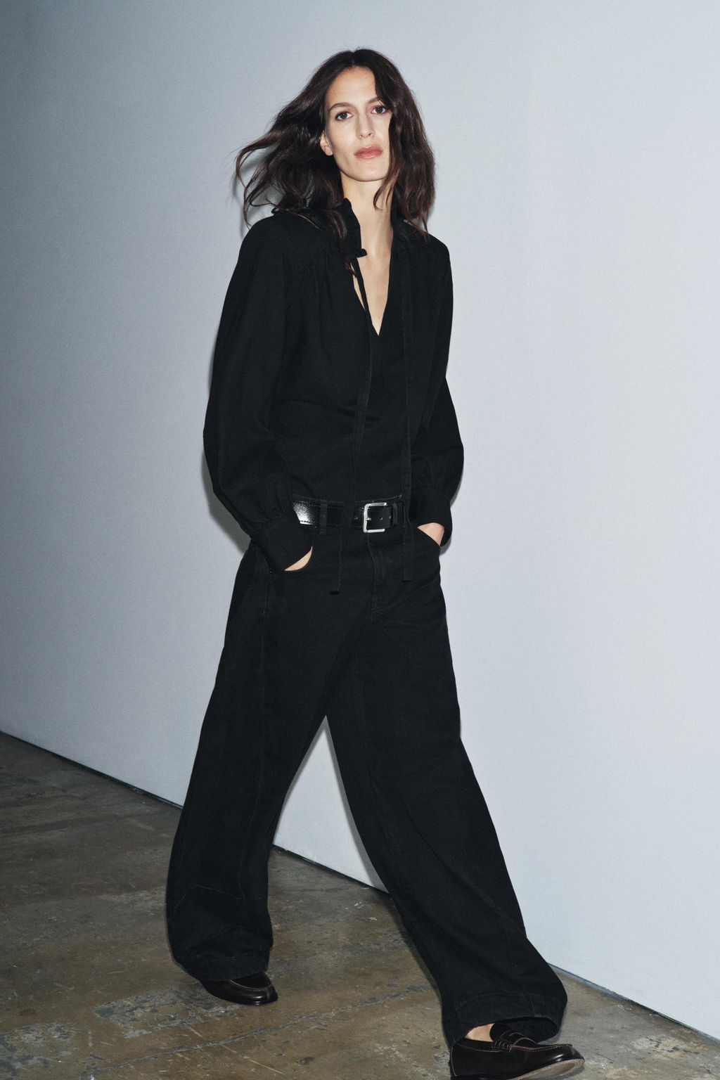 DENIM SHIRT WITH SHOULDER PADS ZW COLLECTION - Zara фото 6