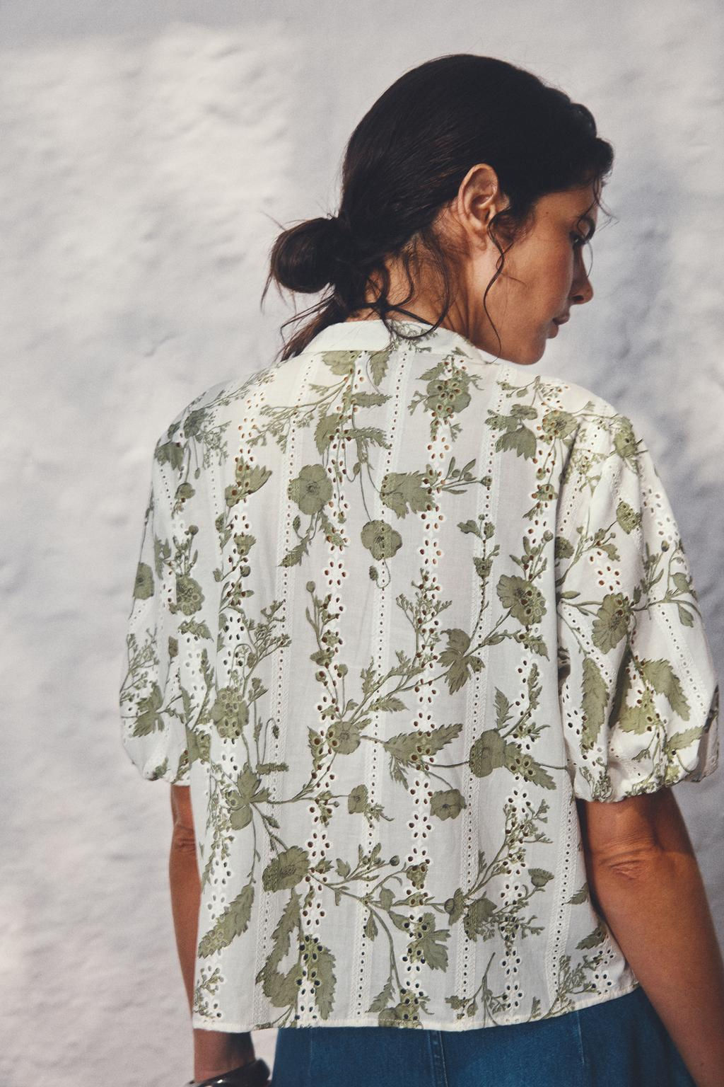 PRINTED TOP WITH CUTWORK EMBROIDERY - Zara фото 11