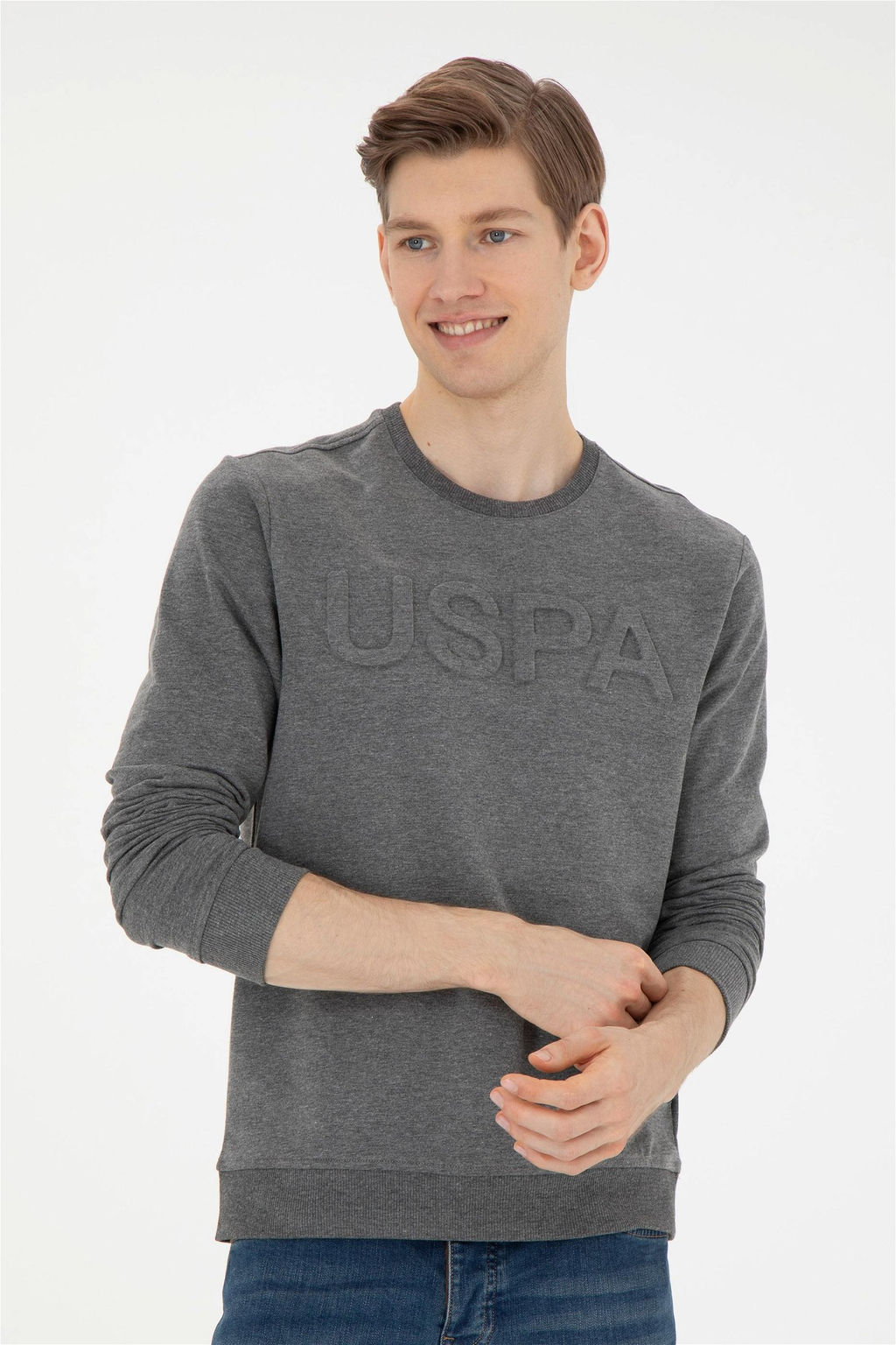 Мужской базовый свитшот антрацитовый меланж Неожиданная скидка в корзине - U.s. polo assn фото 3