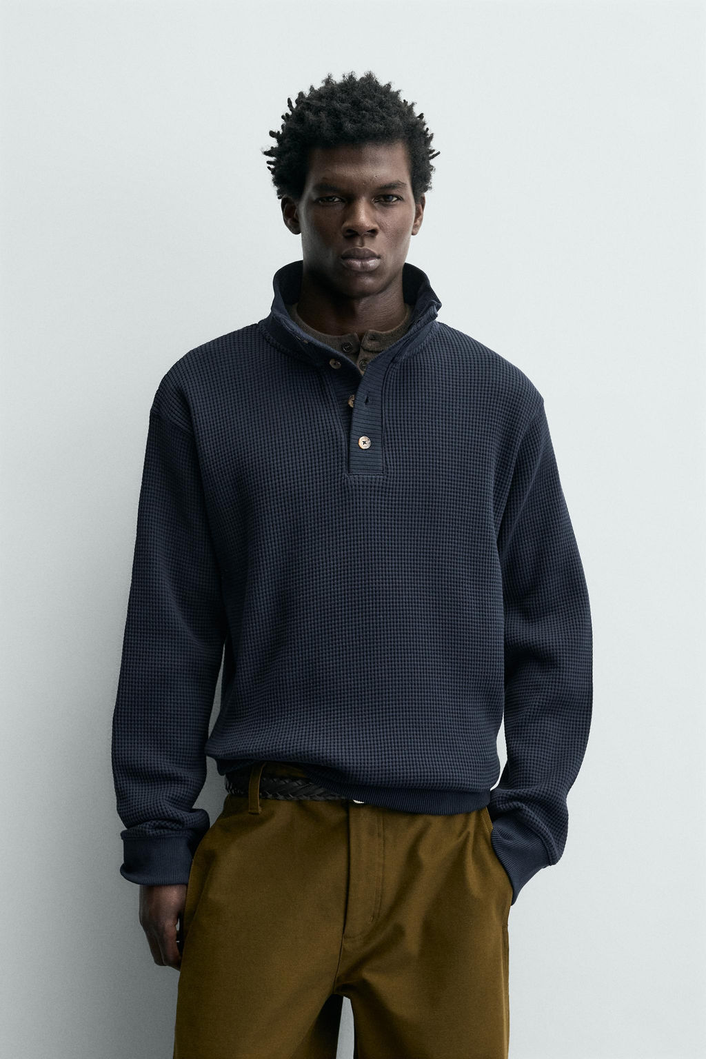 WAFFLE-KNIT TEXTURED SWEATSHIRT - Zara фото 9