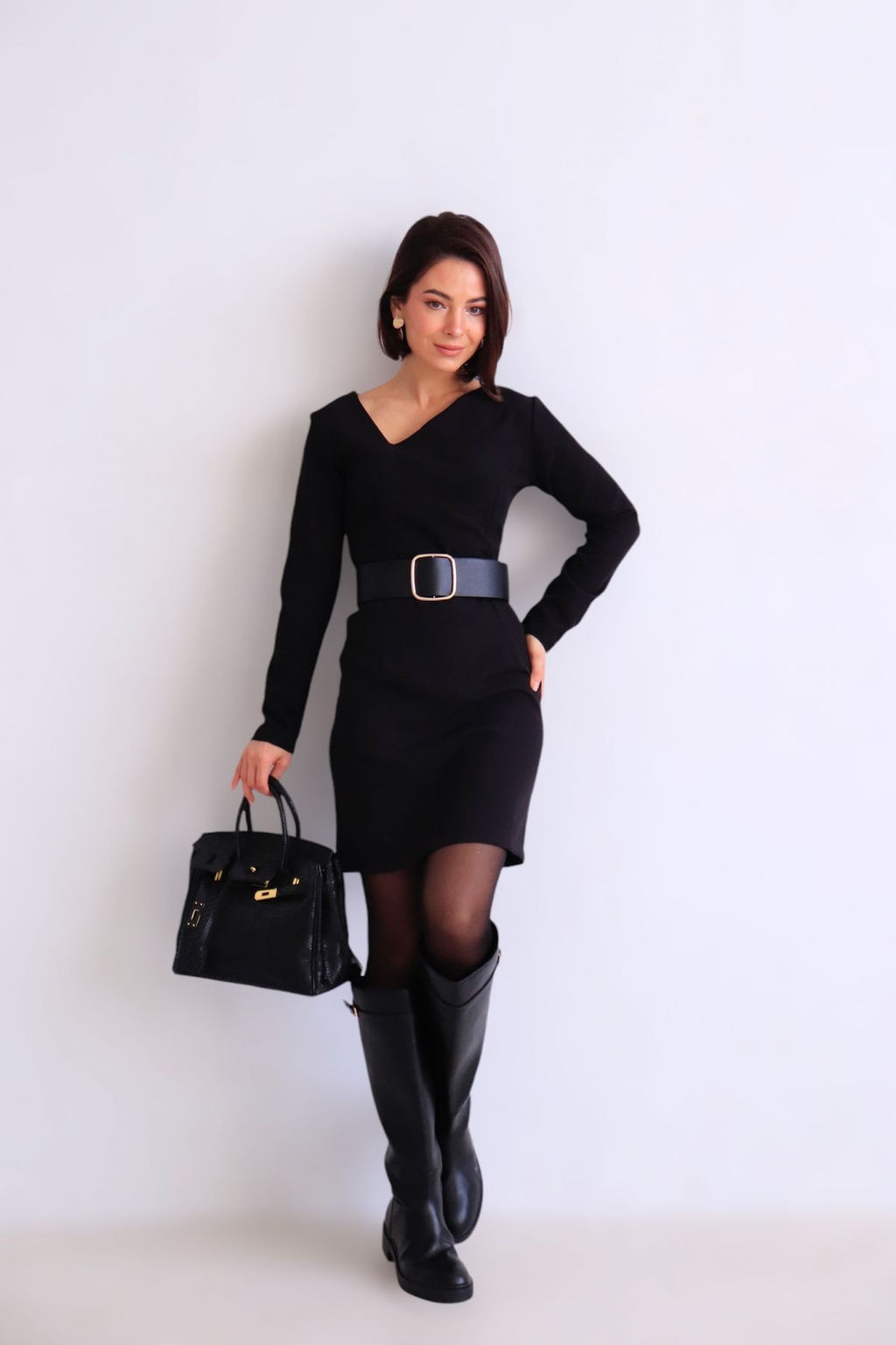 Платье чёрное с асимметричным вырезом - Martichelli фото 26