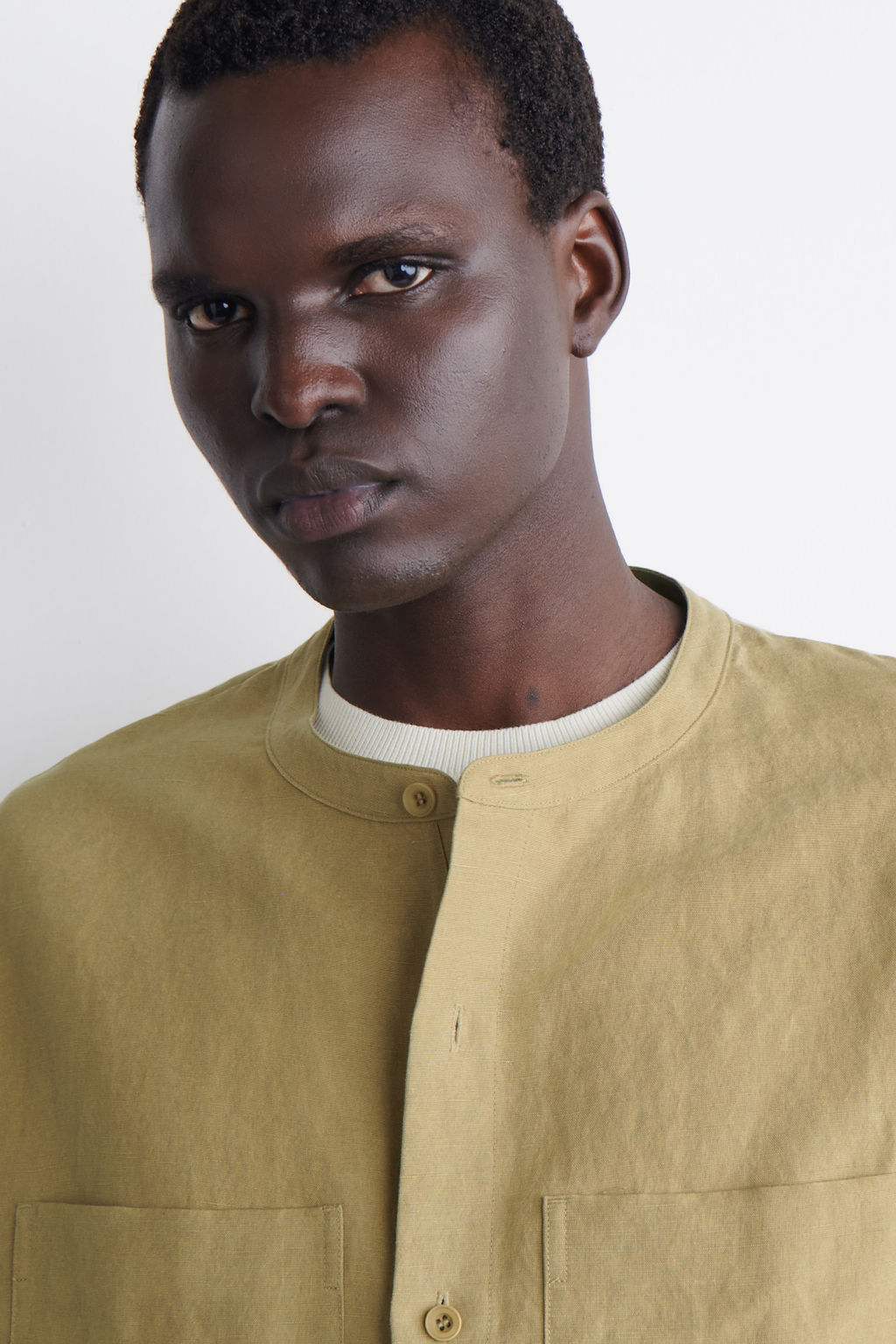 CAMISA OVERSIZE DE LINO CON CUELLO MAO - H&m фото 5