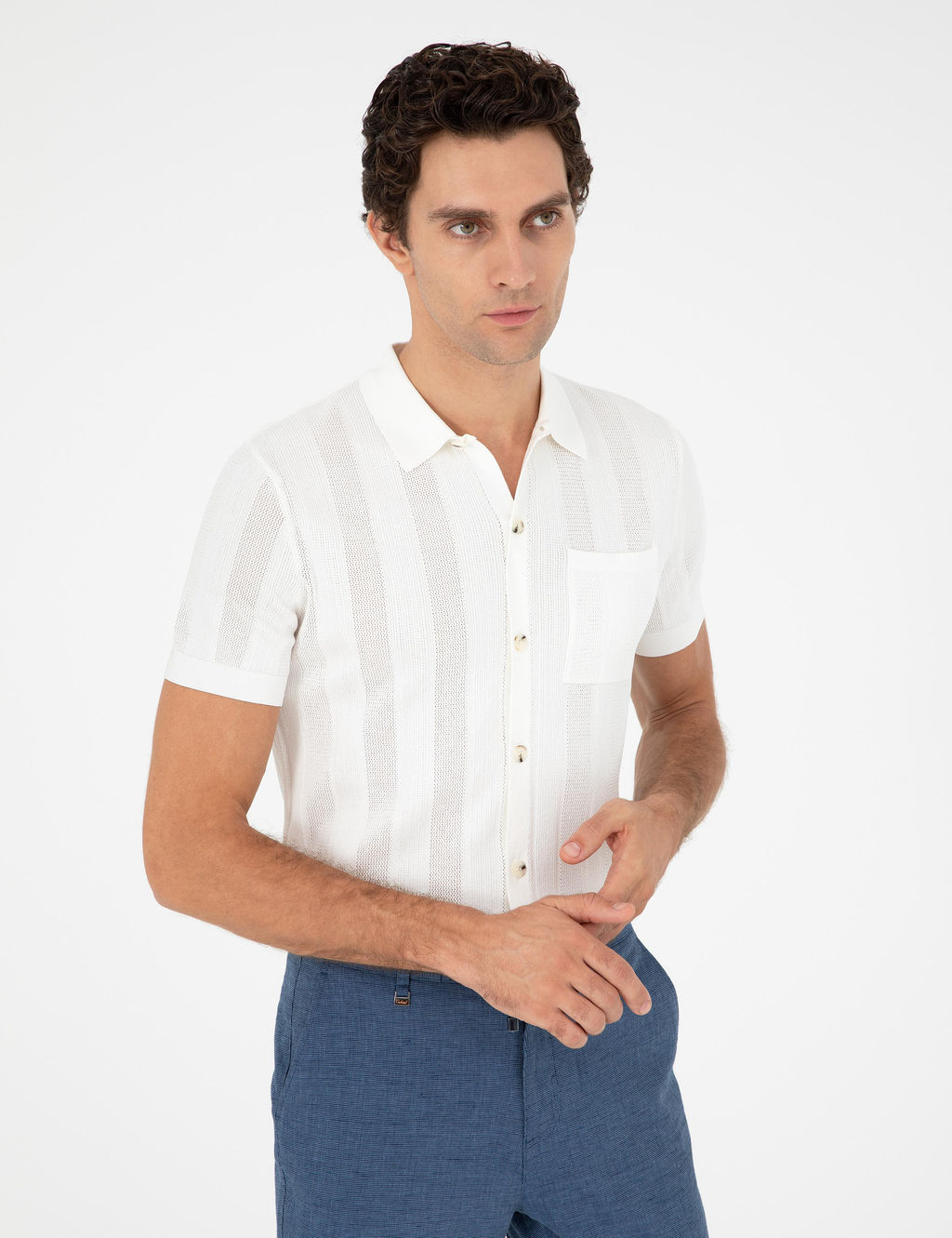 Кардиган узкого кроя цвета экрю из трикотажа - Cacharel фото 3