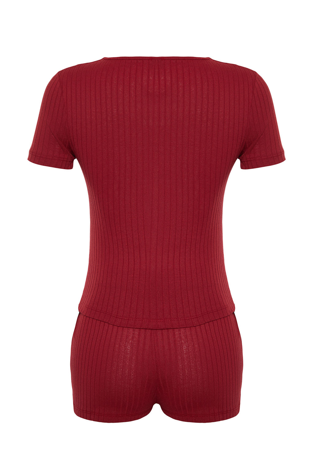 Trendyolmilla Bordo Dugme Detayl? Fitilli Sortlu Orme Pijama Tak?m? THMSS24PT00097 фото 18