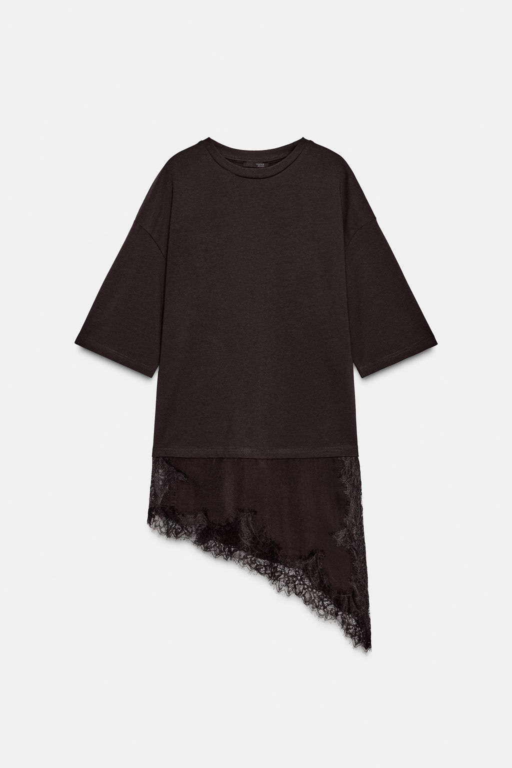 CAMISETA COMBINADA ENCAJE / Chocolate - Zara фото 7