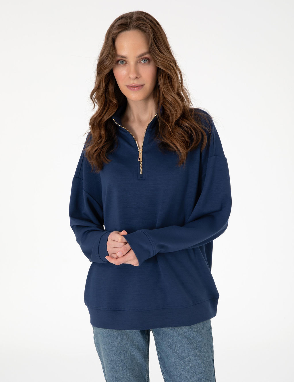 Lacivert Regular Fit Modal Kuma_ Sweatshirt