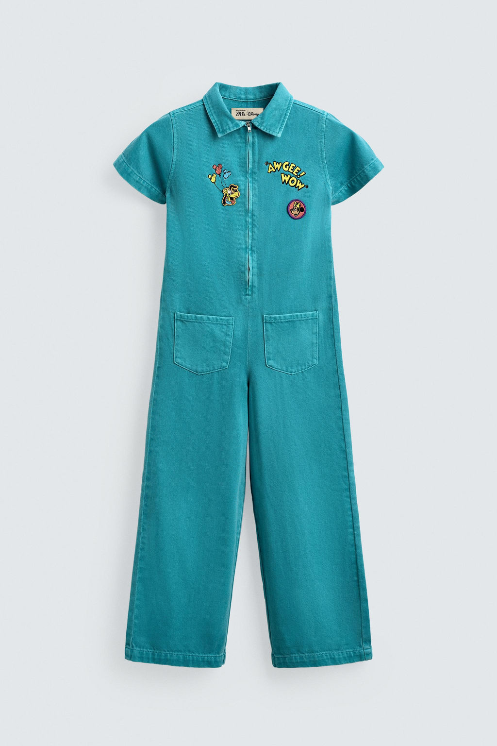 EMBROIDERED PATCH DENIM JUMPSUIT HARRY LAMBERT FOR ZARA X DISNEY