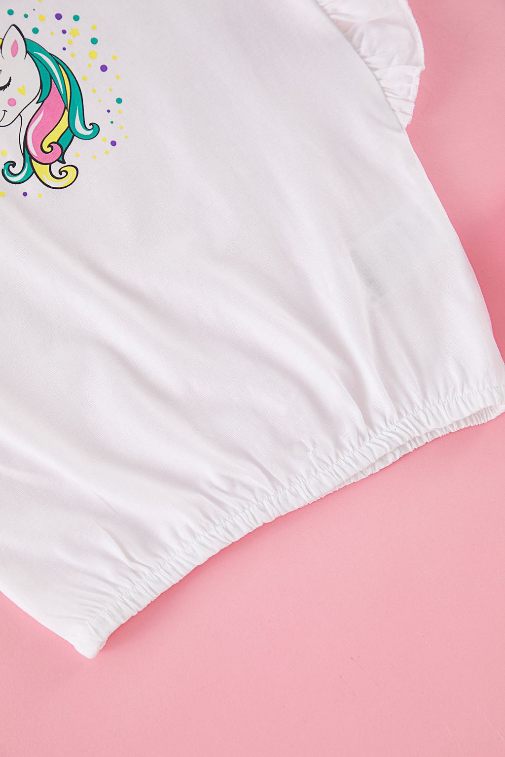 Ekru K?z Cocuk %100 Pamuk Unicorn Bask?l? Regular Kal?p F?rf?rl? Kolsuz Orme T-Shirt TKDSS25TS00034 - Trendyolmilla фото 6