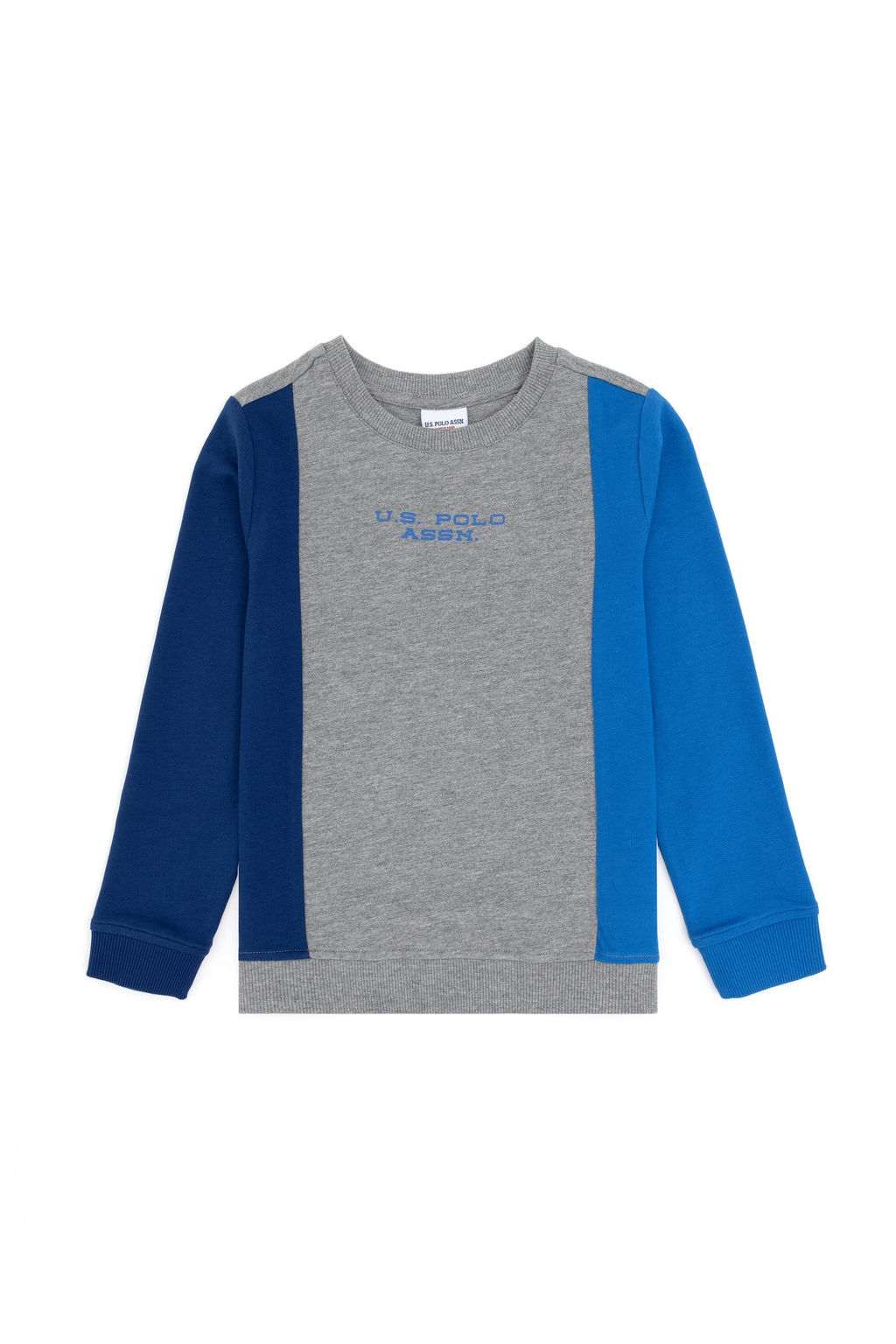Серый меланжевый свитшот с круглым вырезом для мальчиков - U.s. polo assn фото 3