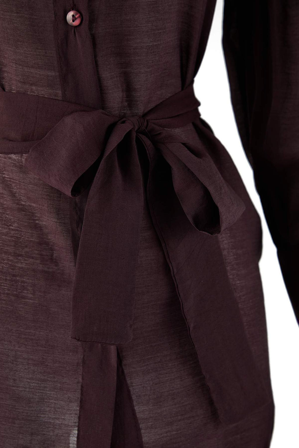 Bordo Baglama Detayl? Hafif Transparan Yumusak Hisli Boho Gomlek TWOAW26GO00111 - Trendyolmilla фото 17