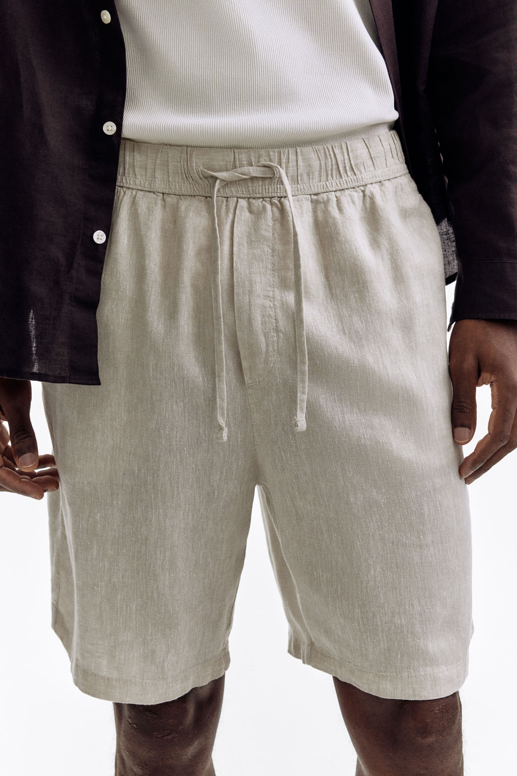 Pantal?n corto en mezcla de lino Relaxed Fit - H&m фото 7