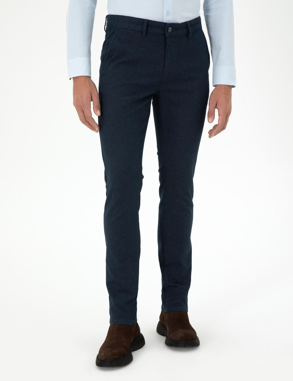 Lacivert Slim Fit Kanvas Pantolon