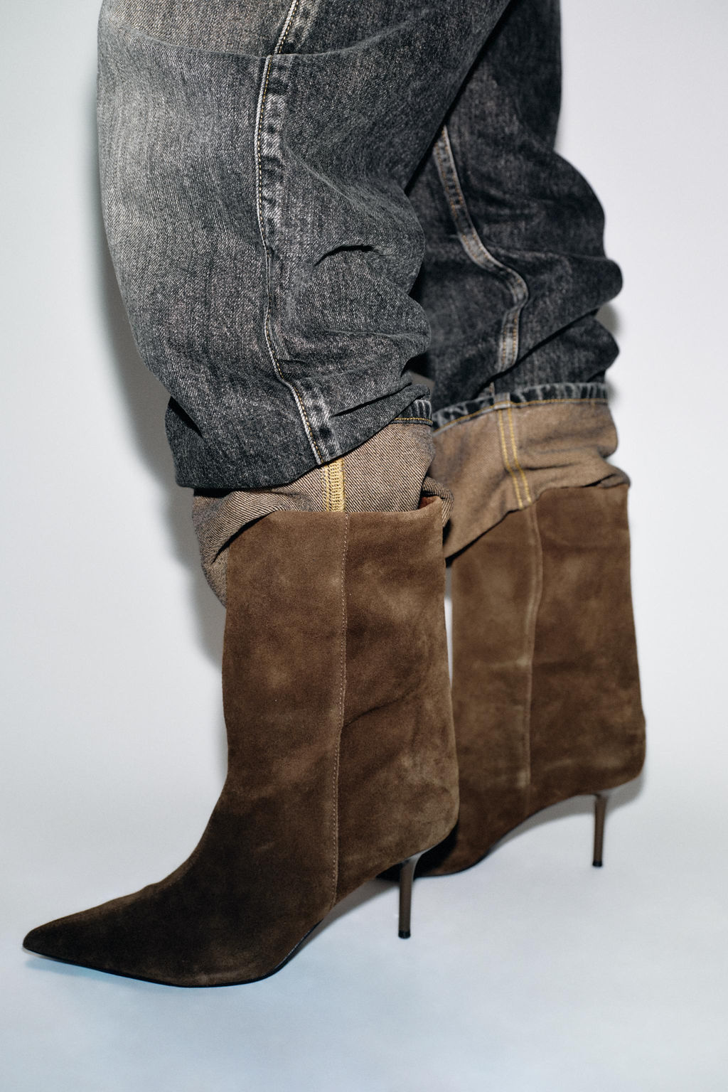 LEATHER HIGH-HEEL ANKLE BOOTS - Zara фото 9