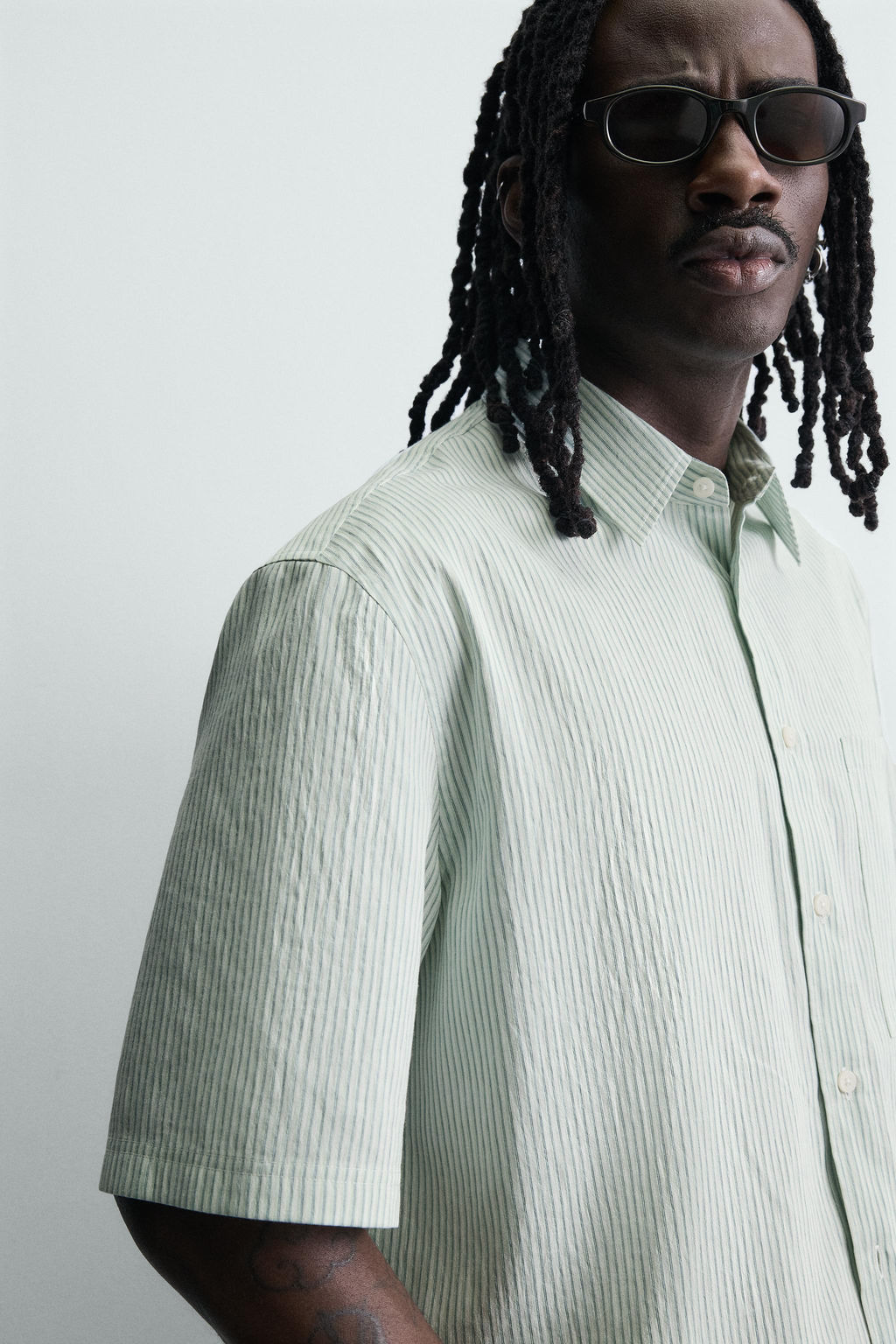 CAMISA CROPPED FIT CUADROS / Raya verde - Zara фото 5