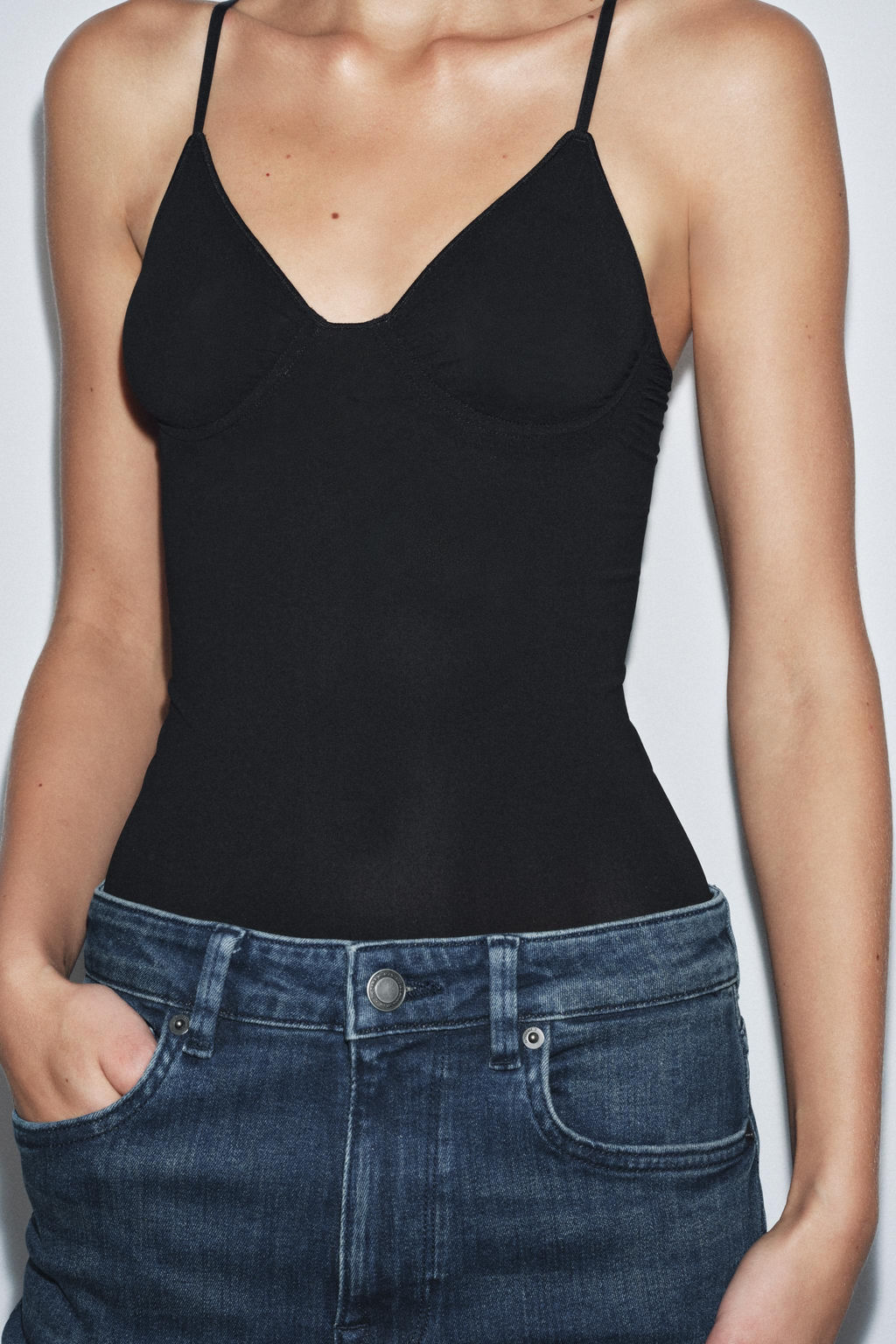 SHEER BODYSUIT WITH POLYAMIDE STRAPS - Zara фото 2