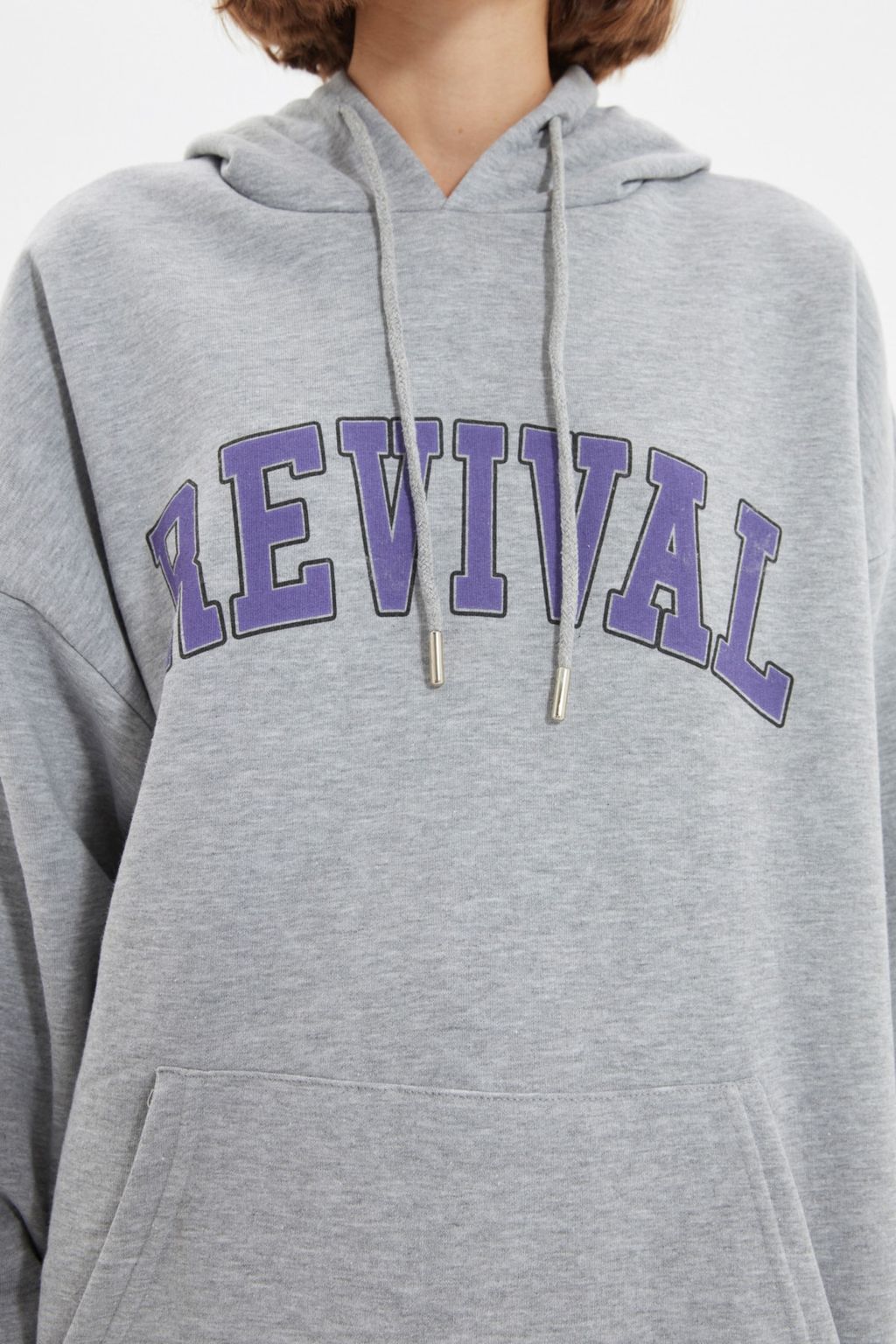 TRENDYOL MAN Kiremit Oversize/Genis Kesim Kapusonlu Ici Polar/S?cak Tutan Pamuk Unisex Sweatshirt TMNAW22SW1462