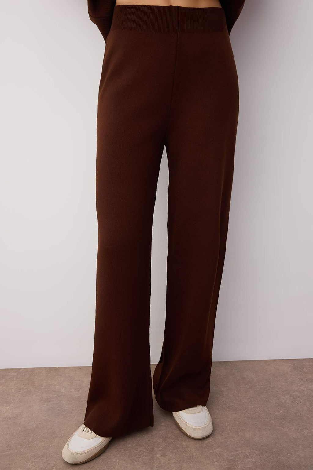 Kahverengi Polo Yaka Renk Bloklu Kazak-Pantolon Triko Alt - Ust Tak?m TWOAW26AU00011 - Trendyolmilla фото 3