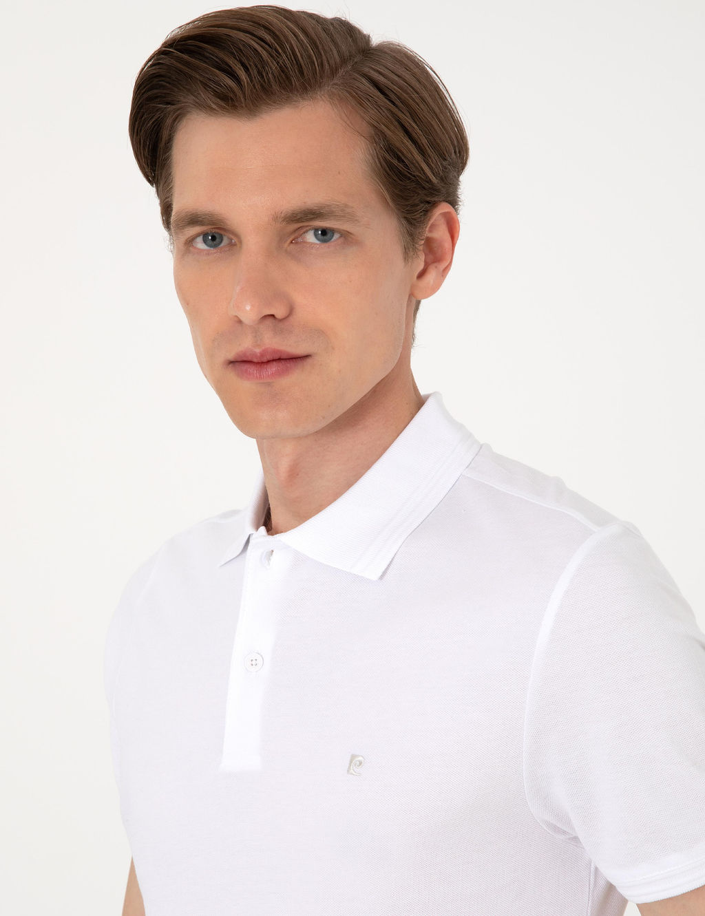 Beyaz Slim Fit %100 Pamuk Polo Yaka Basic Ti__rt