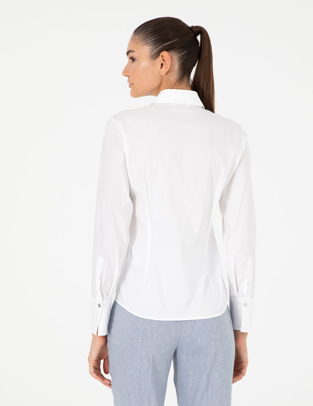 Beyaz Slim Fit Uzun Kollu G_mlek