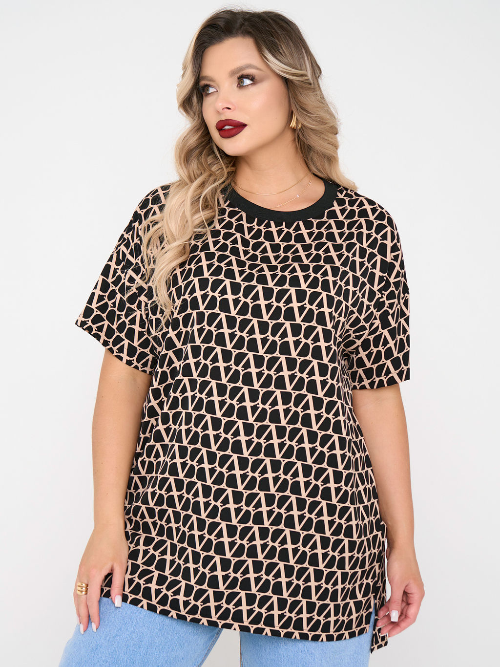 Блузка 0087-29 черный муар