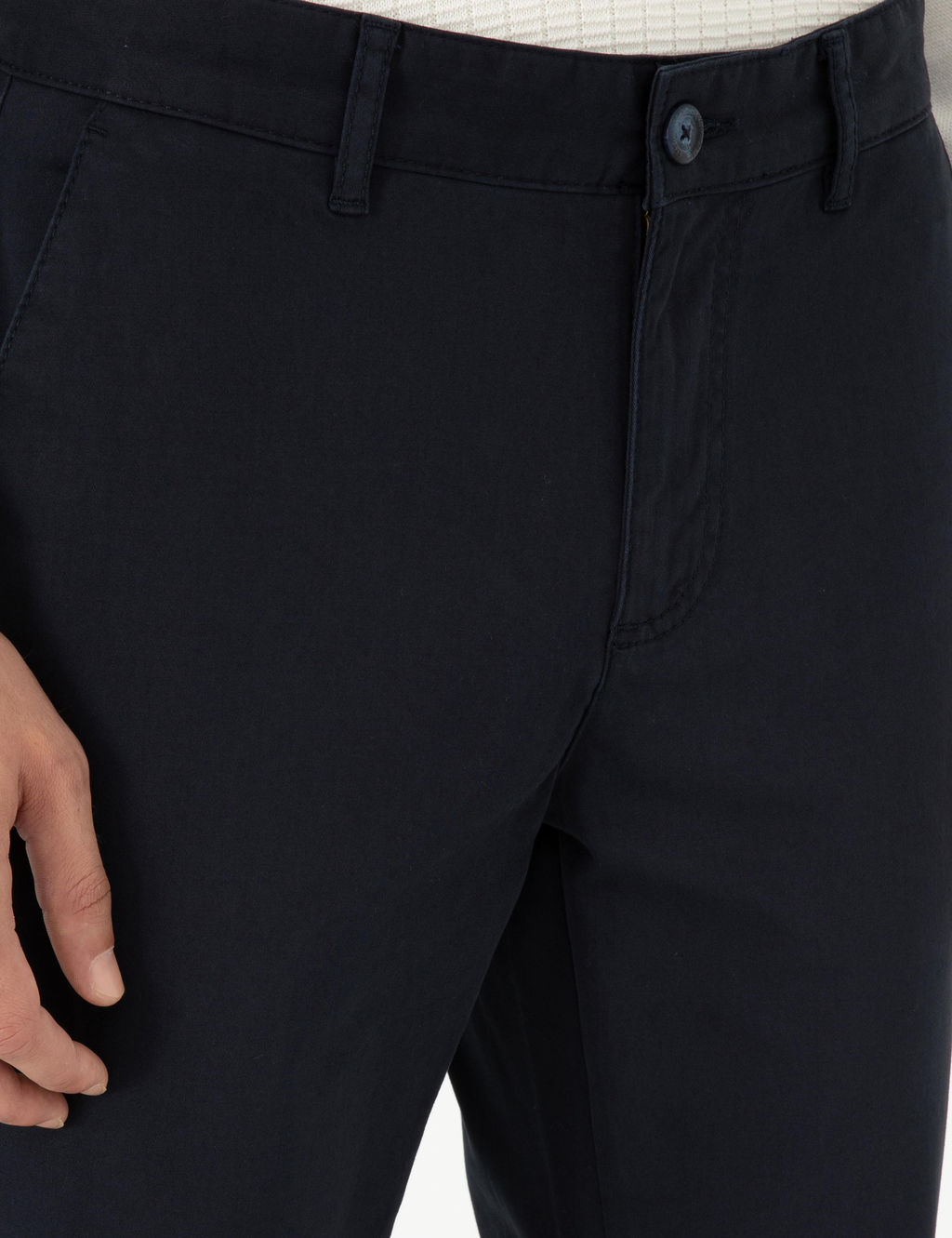 Lacivert Slim Fit Kanvas Pantolon