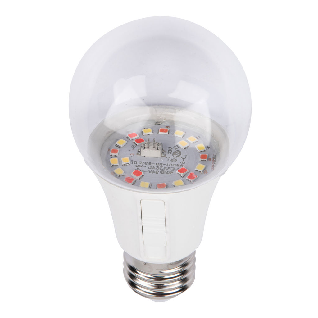 LED-A60-10W/SPM3/E27/CL PLP35WH MULTIPLANT Лампа светодиодная для растений. Форма "A", прозрачная. Три спектра для проращивания, роста и цветения. Картон. ТМ Uniel
