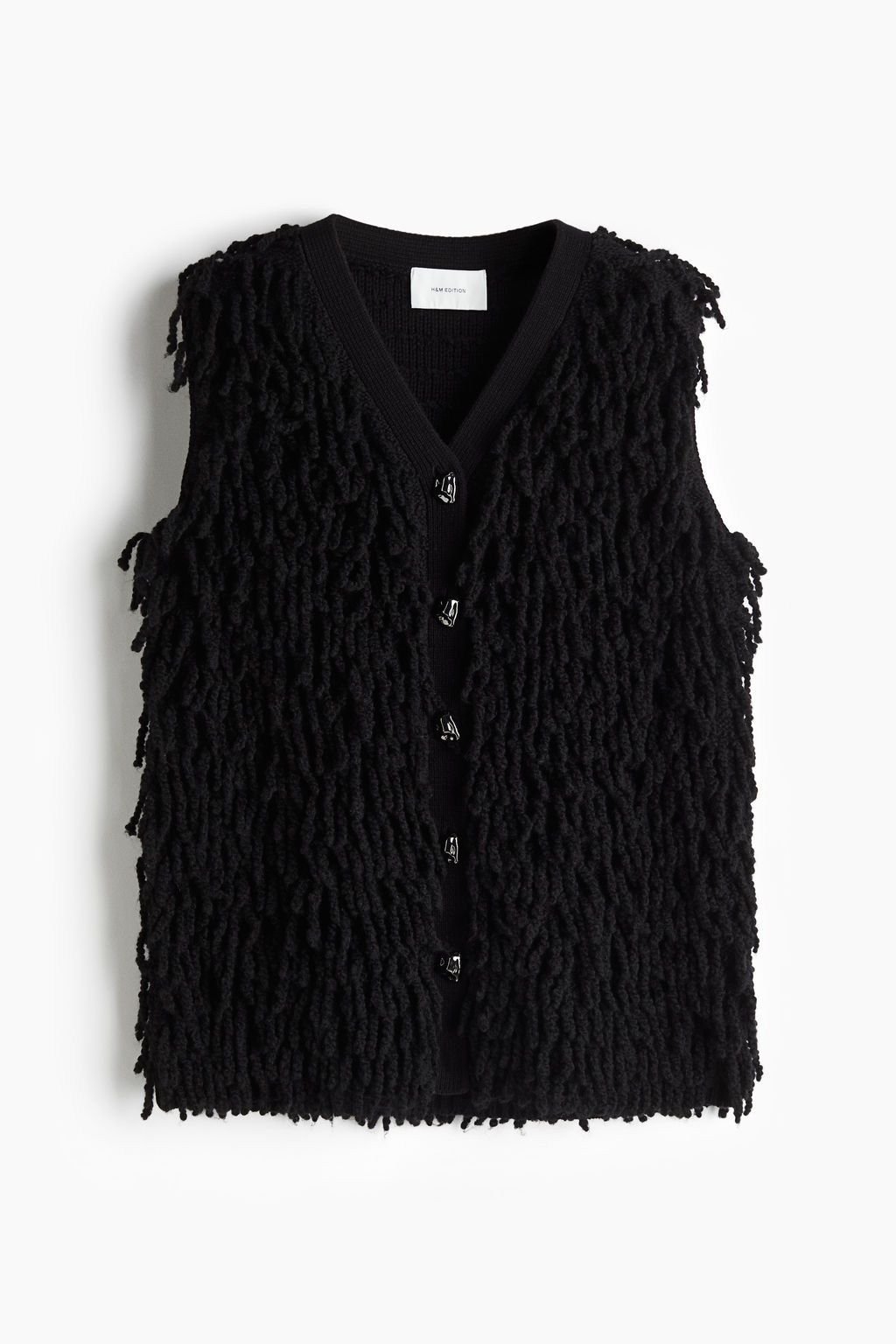 Sueter sin mangas en mezcla de lana con flecos - H&m фото 7