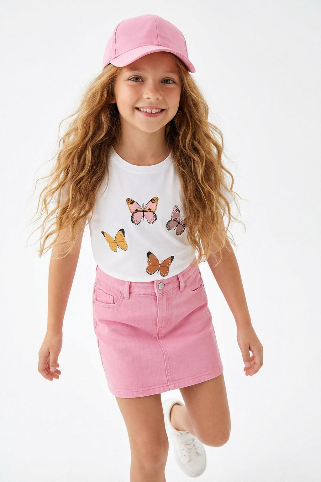 Beyaz K?z Cocuk %100 Pamuk Kelebek Desenli Regular/Normal Kal?p K?sa Kol Orme T-Shirt TKDSS24TS00041 - Trendyolmilla фото 9