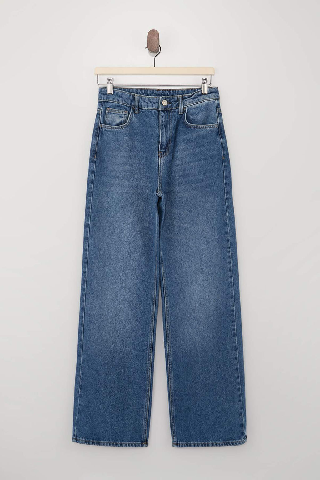 Siyah Yuksek Bel Uzun Boy %100 Pamuk Wide Leg Jeans TWOSS26JE00130 - Trendyolmilla фото 3