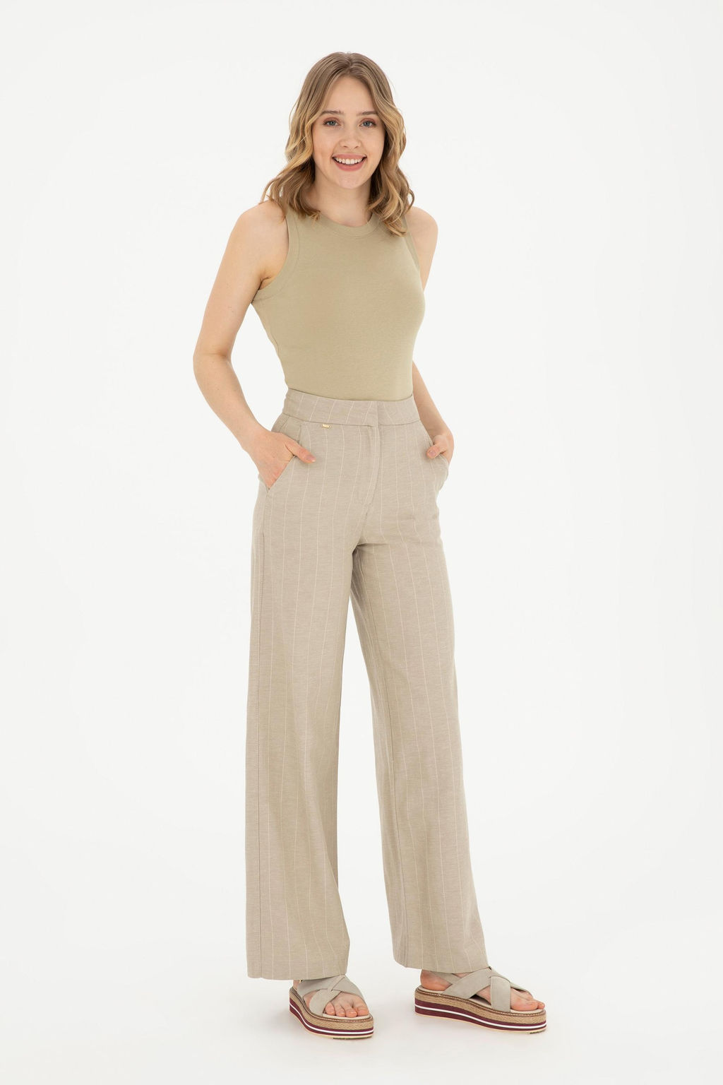 Женские брюки цвета хаки из парусины Неожиданная скидка в корзине - U.s. polo assn фото 3