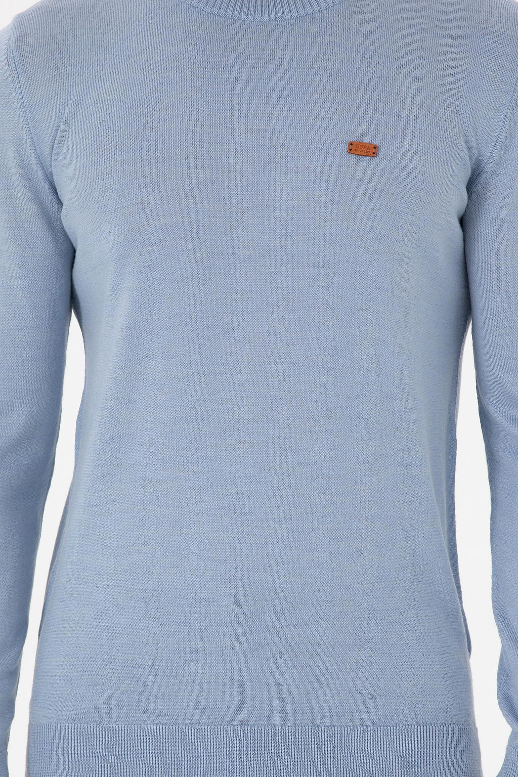 Erkek Slim Fit Bisiklet Yaka A__k Mavi Melanj Kazak - U.s. polo assn фото 6