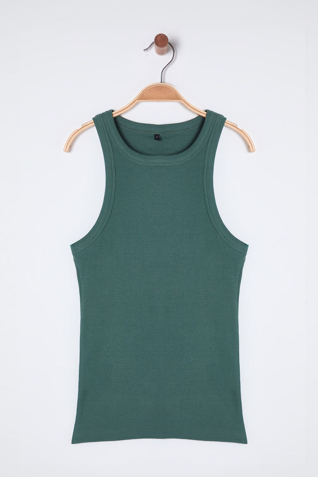 Haki*001 Vucuda Oturan Regular Boy Halter Yaka Fitilli Pamuklu Esnek Orme Atlet TWOSS24AL00002