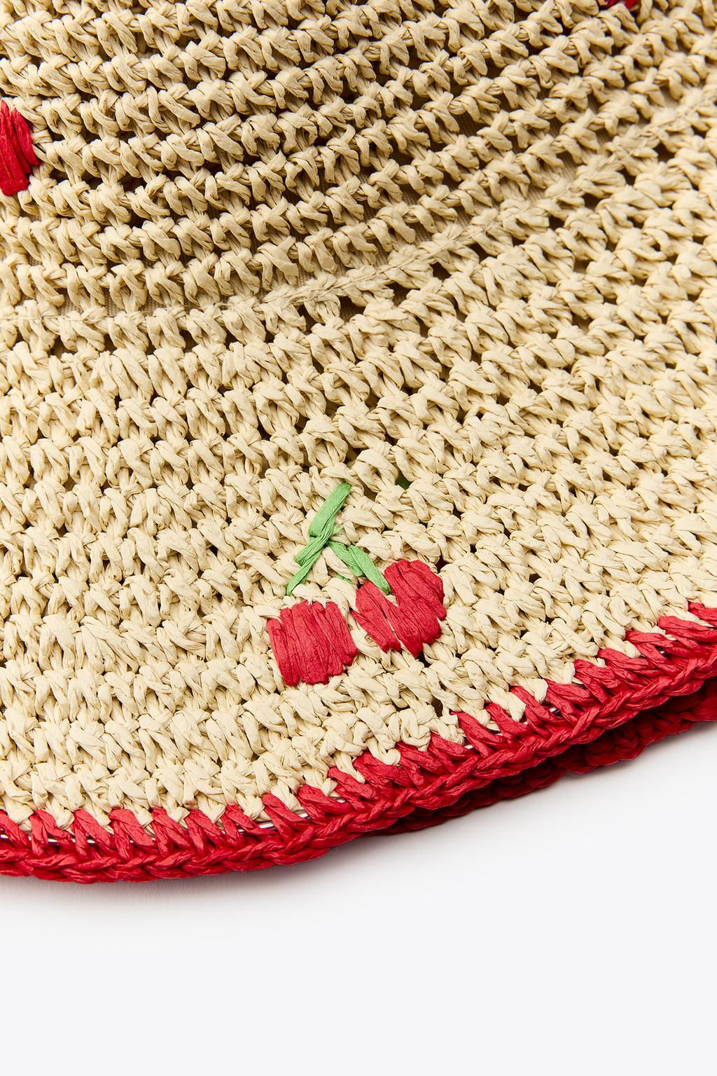 CHERRY EMBROIDERED CABLE KNIT BEANIE - Zara фото 4