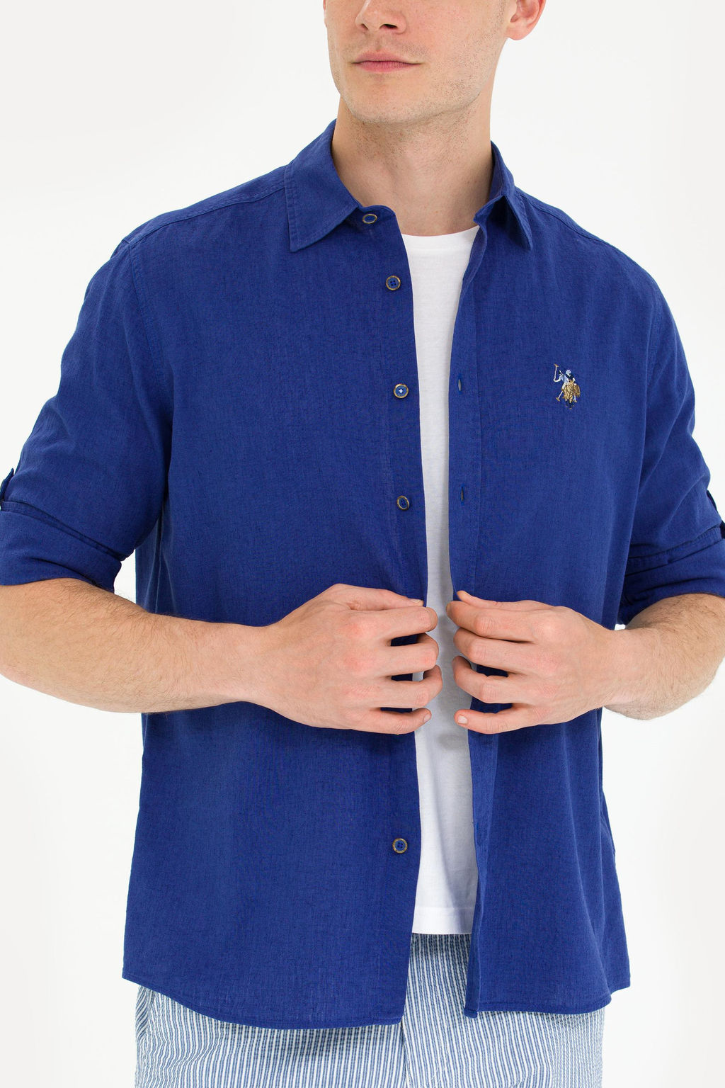 Мужская синяя базовая рубашка с длинным рукавом Неожиданная скидка в корзине - U.s. polo assn фото 6