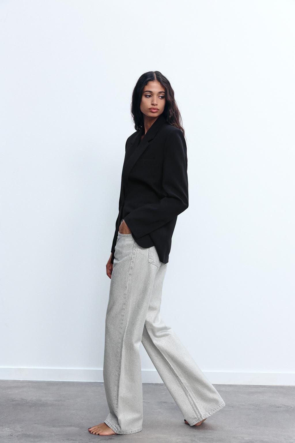 JEANS TRF WIDE LEG BRILLOS MID-WAIST - Zara фото 5