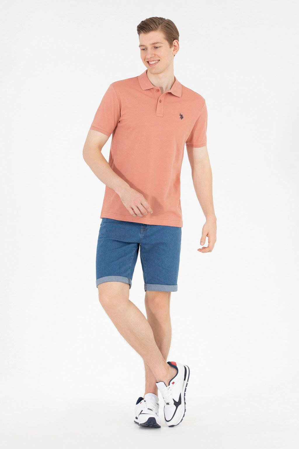 Футболка-поло мужская U.S. Polo Assn Basic пудровая хлопок  фото 18