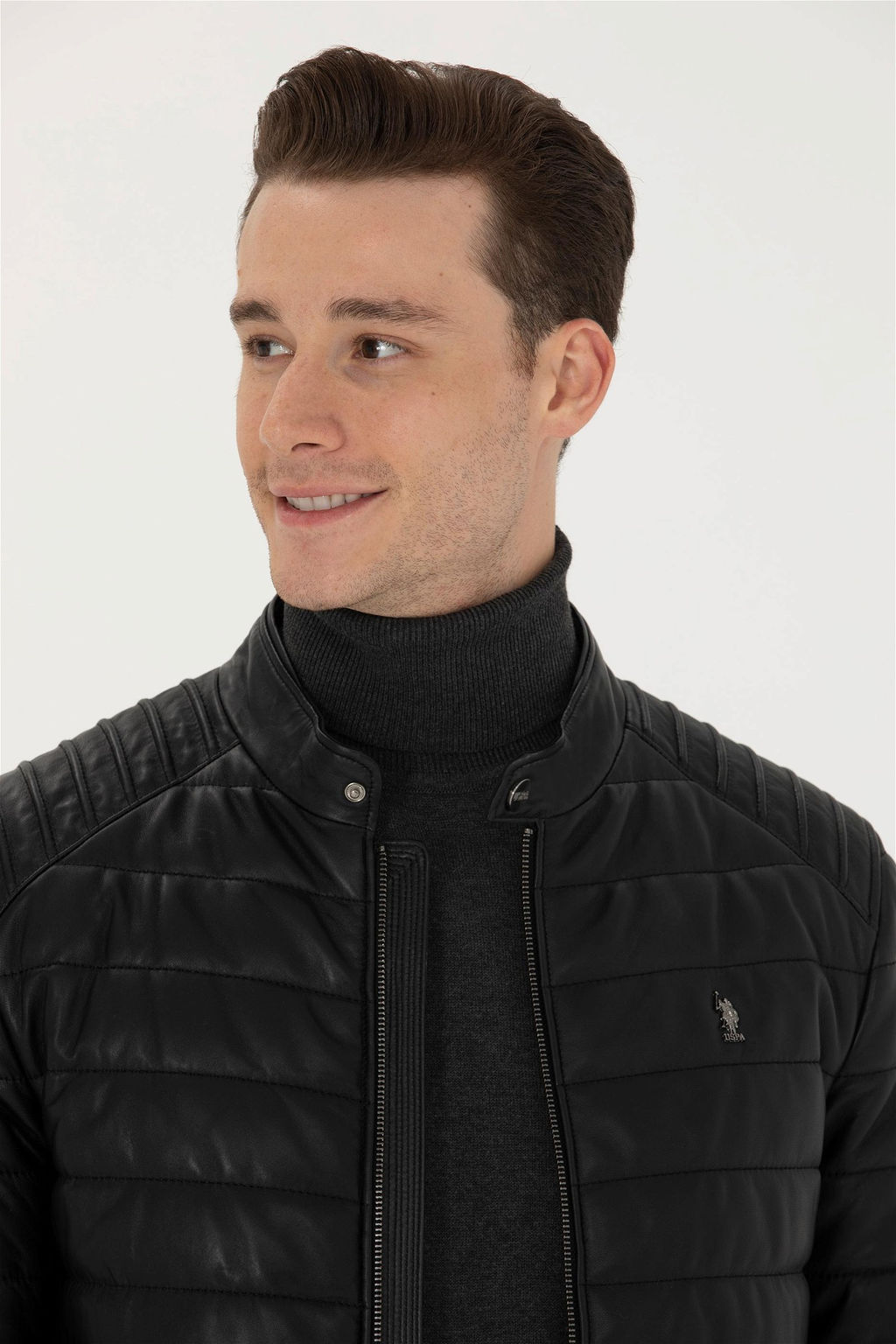 U. S. Polo Assn / Мужская черная кожаная куртка - U.s. polo assn фото 2