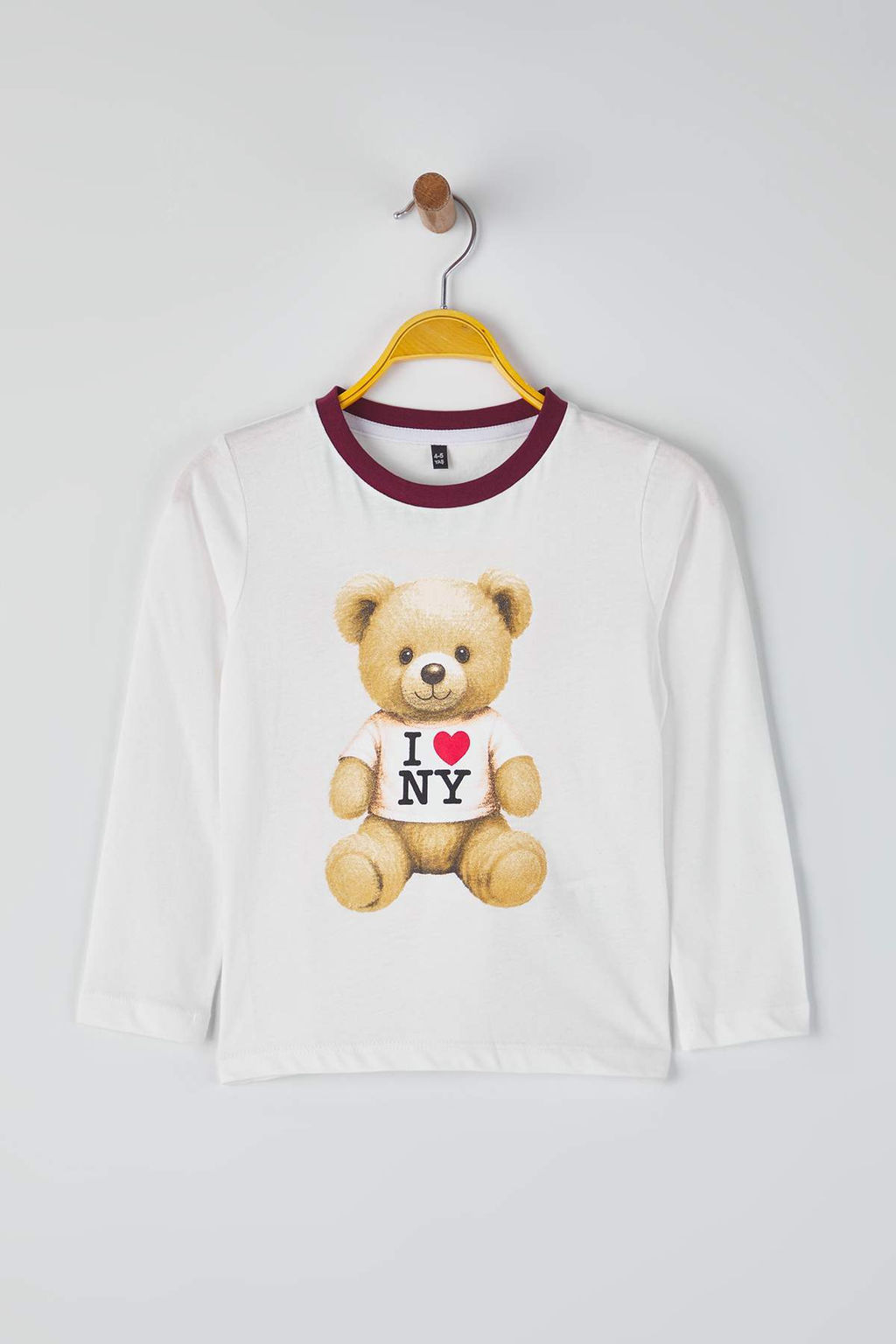 Ekru-Bordo 2li Unisex Cocuk 100% Pamuk Animal Bask?l? Regular Orme T-Shirt TKDAW26TS00016 - Trendyolmilla фото 2