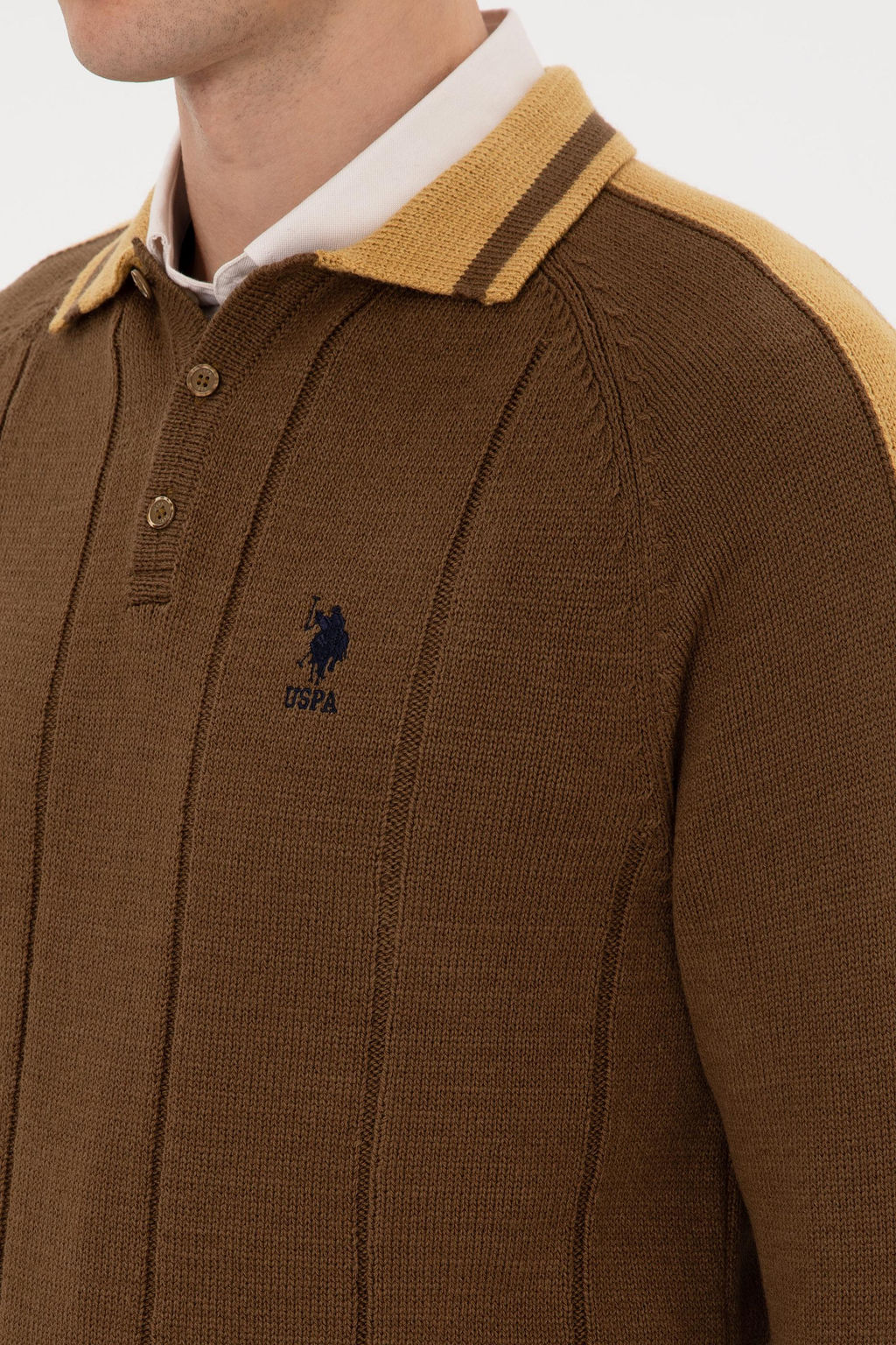 Erkek Regular Fit Polo Yaka Haki Kazak - U.s. polo assn фото 7