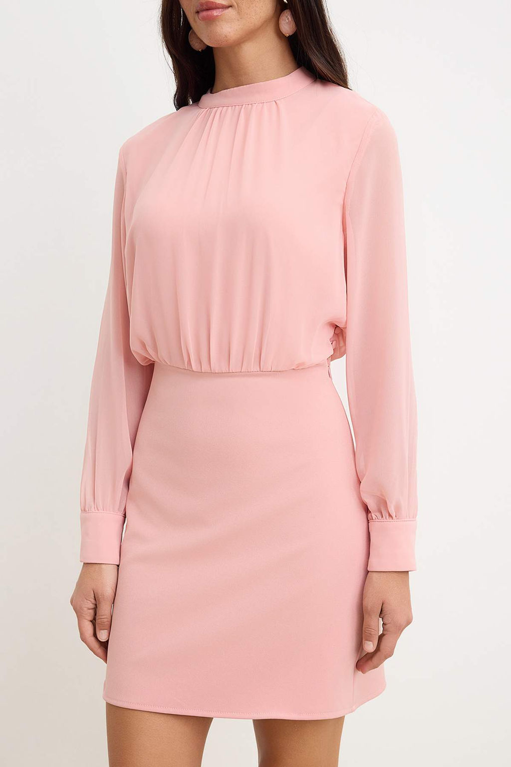 TRENDYOLMILLA Siyah A Kesim Dik Yaka Astarl? Sifon Mini Dokuma Elbise TWOAW24EL00296  фото 14