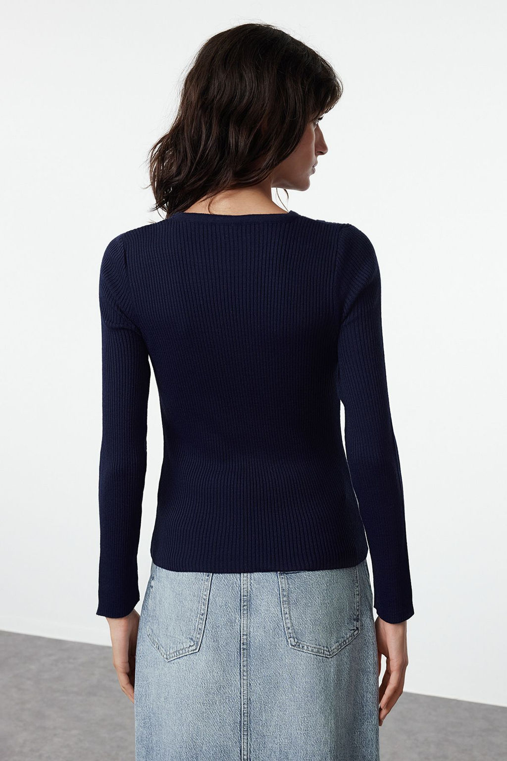 TRENDYOLMILLA Lacivert Basic Ikili Triko Kazak TWOAW25KZ00016