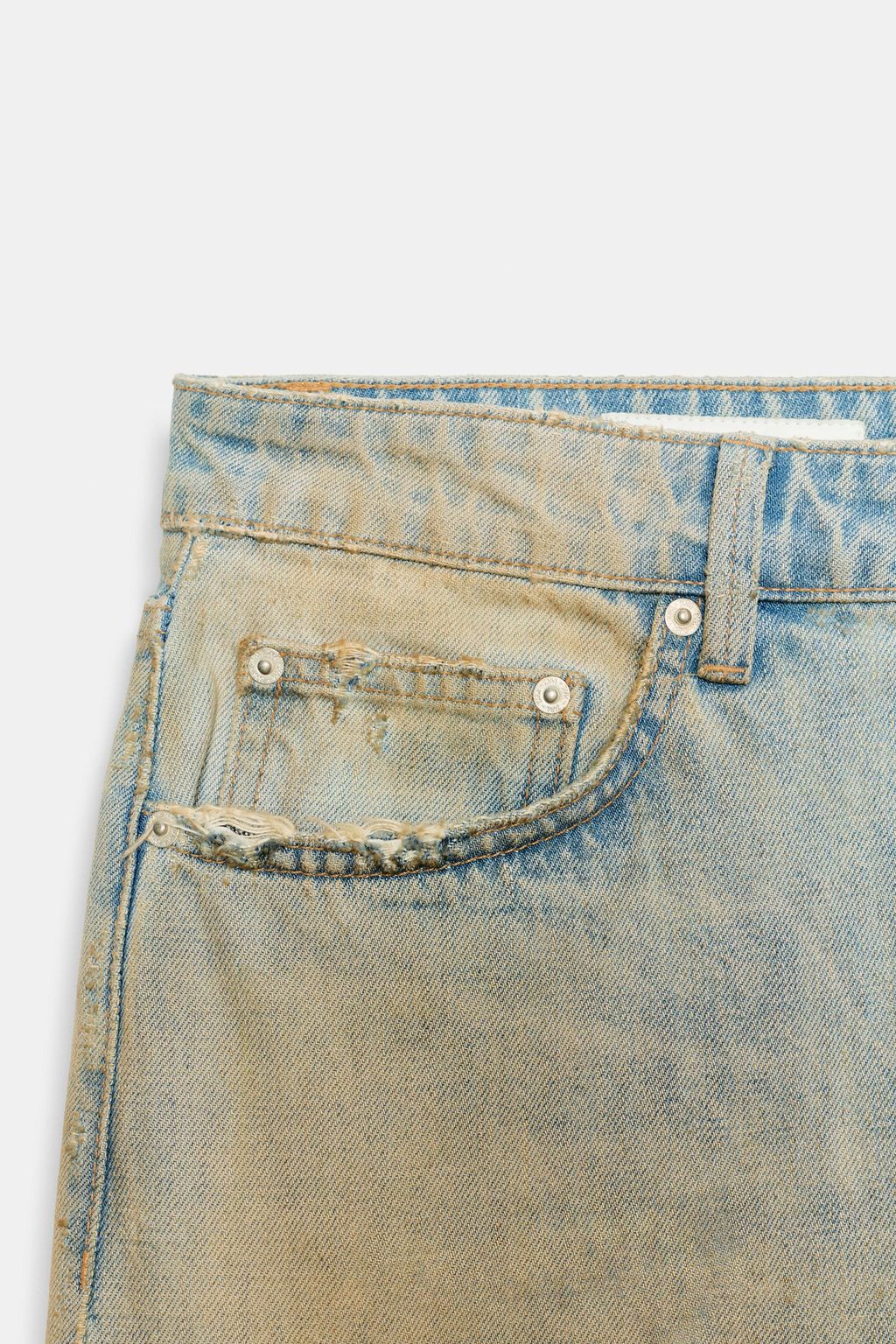 BERMUDA JORTS BAGGY DENIM TRF ROTOS / Azul lavado - Zara фото 3