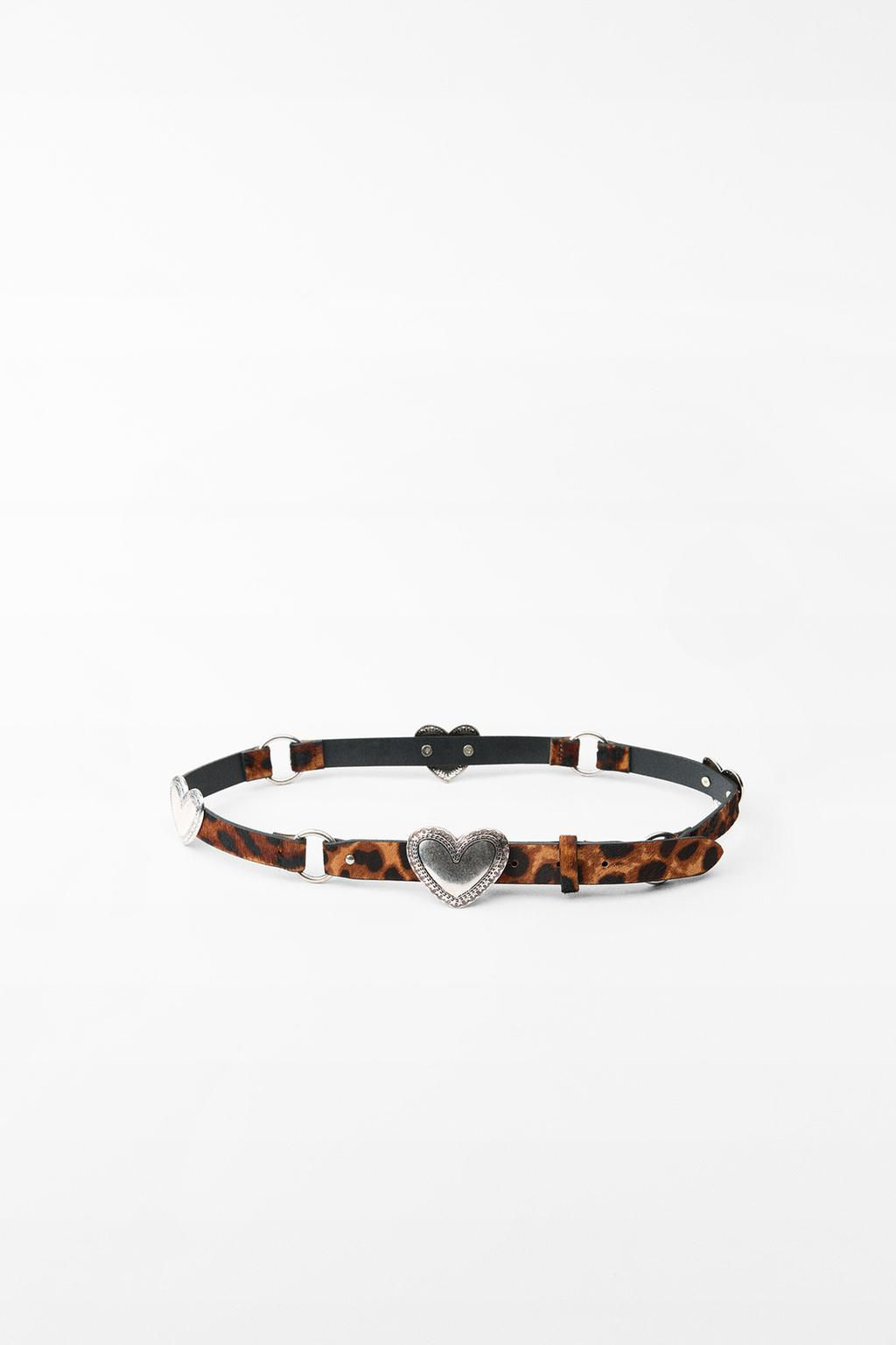 ANIMAL PRINT LEATHER BELT WITH HEARTS - Zara фото 2