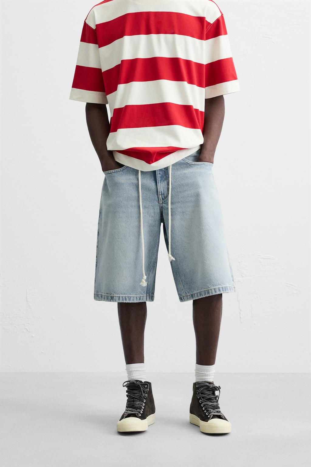 BASIC BAGGY FIT DENIM BERMUDA - Zara фото 12