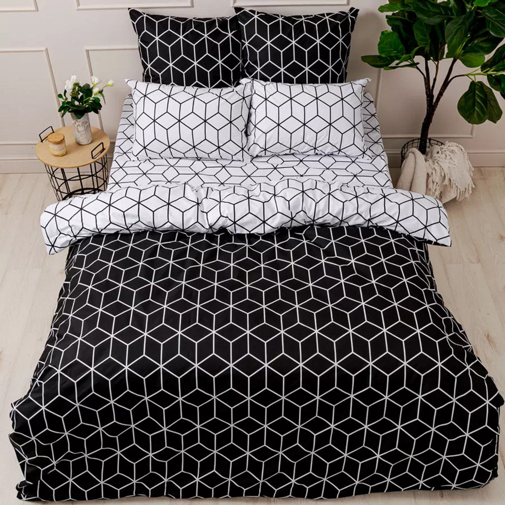 Постельное белье, комплект 2-х спальный "Алмаз", 4 предмета: пододеяльник на пуговицах 175х215см, простыня на резинке 140х200х26см, 2 наволочки 70х70см с клапаном-запахом, поплин "Премиум Пакистан" 125г/м2, хлопок 100%, упаковка "подарочная" коробка