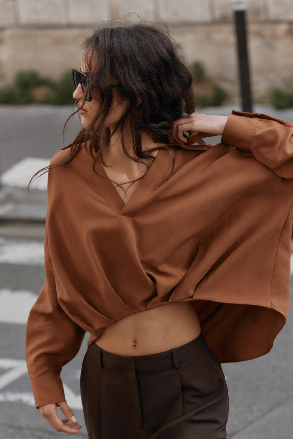 CAMISA BAJO ABULLONADO / Tabaco - Zara фото 2