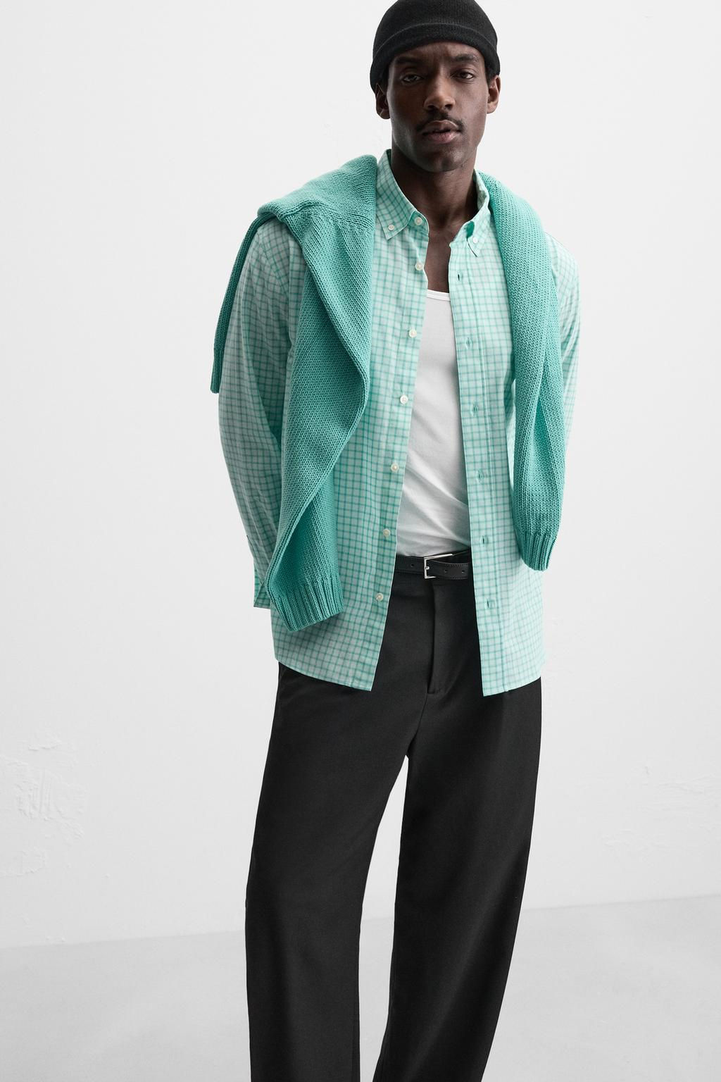 TEXTURED CHECK SHIRT - Zara фото 5