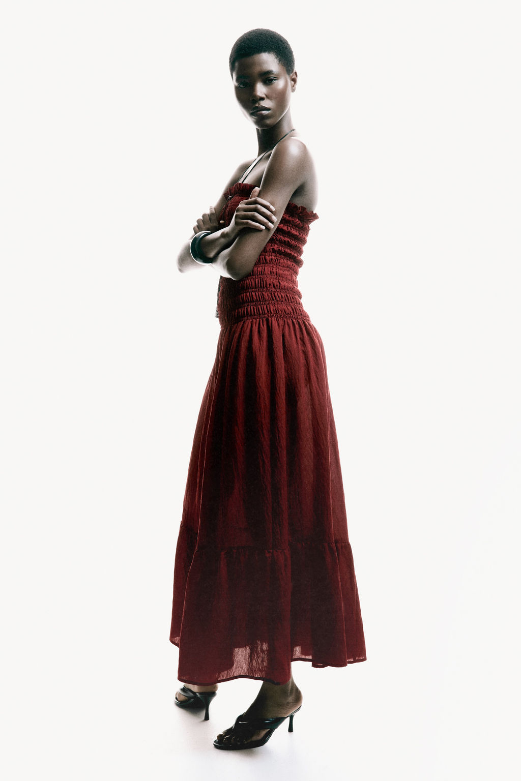 Vestido bandeau con cuerpo nido de abeja - H&m фото 6