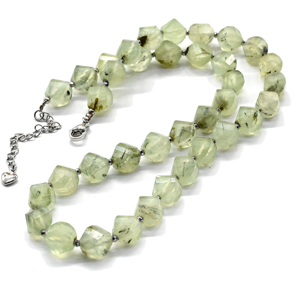 Бусы из Пренита овал витой с гранями 8*10мм, 44см Радуга камня